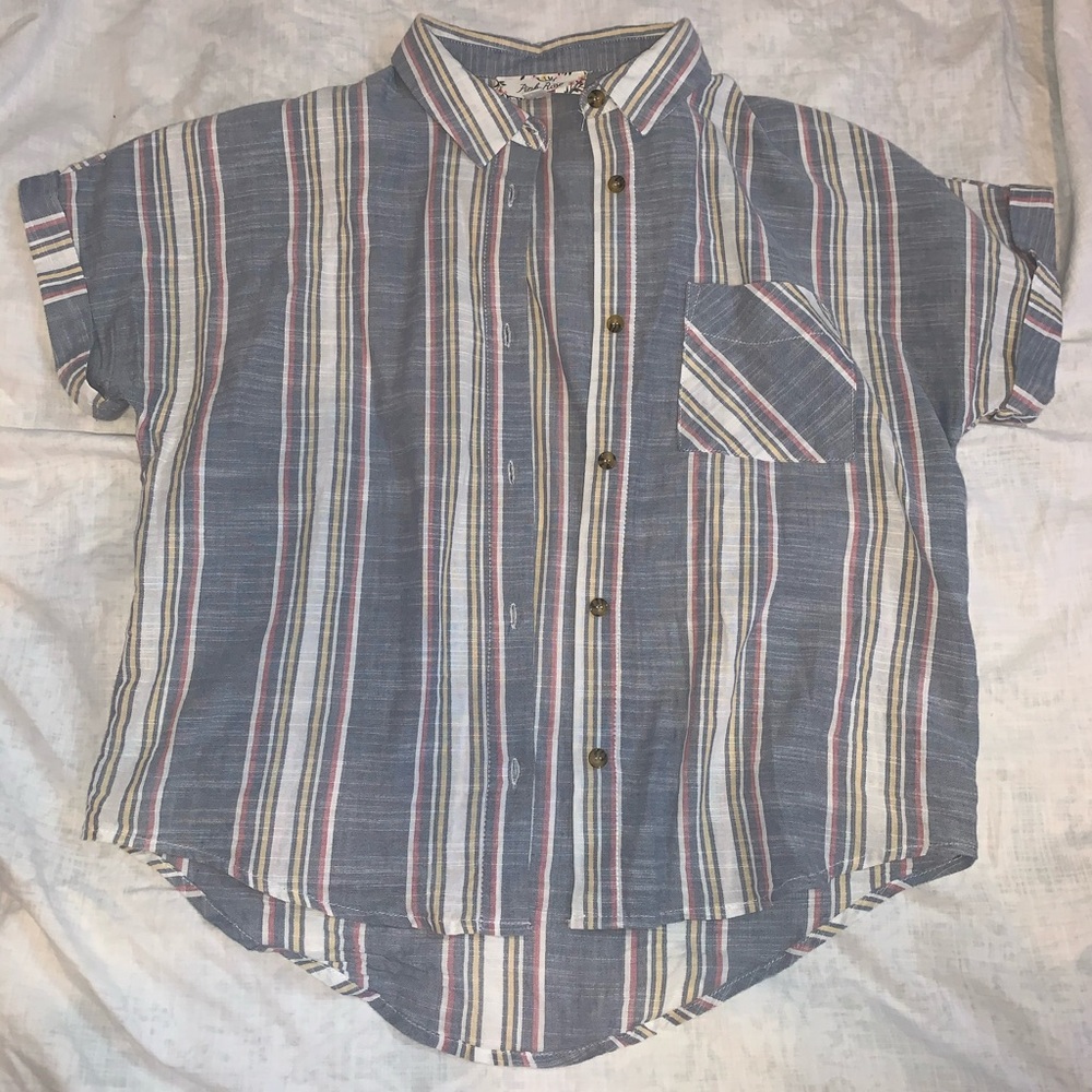 Striped button down blouse
